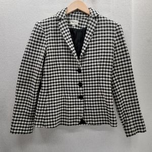 Neiman Marcus Houndstooth Pattern Wool Blend Black/White 3 Button Blazer Size-4